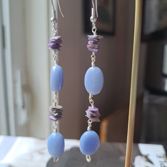 Charoite and Aragonite Earrings