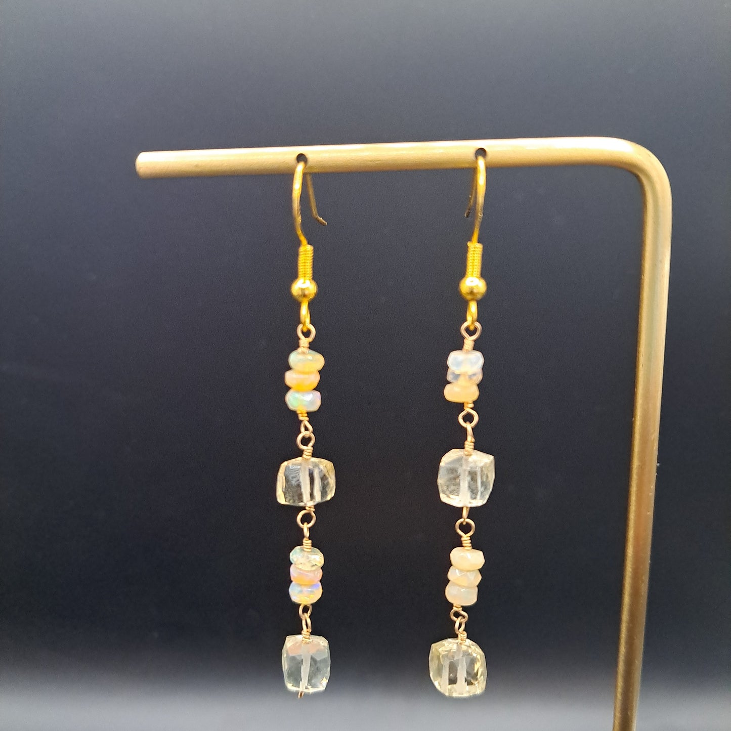 Opal and Lemon Quartz Earrings