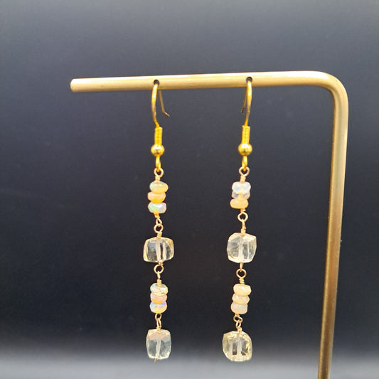 Opal and Lemon Quartz Earrings