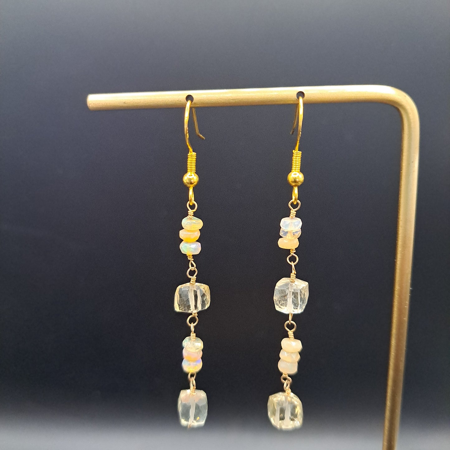 Opal and Lemon Quartz Earrings