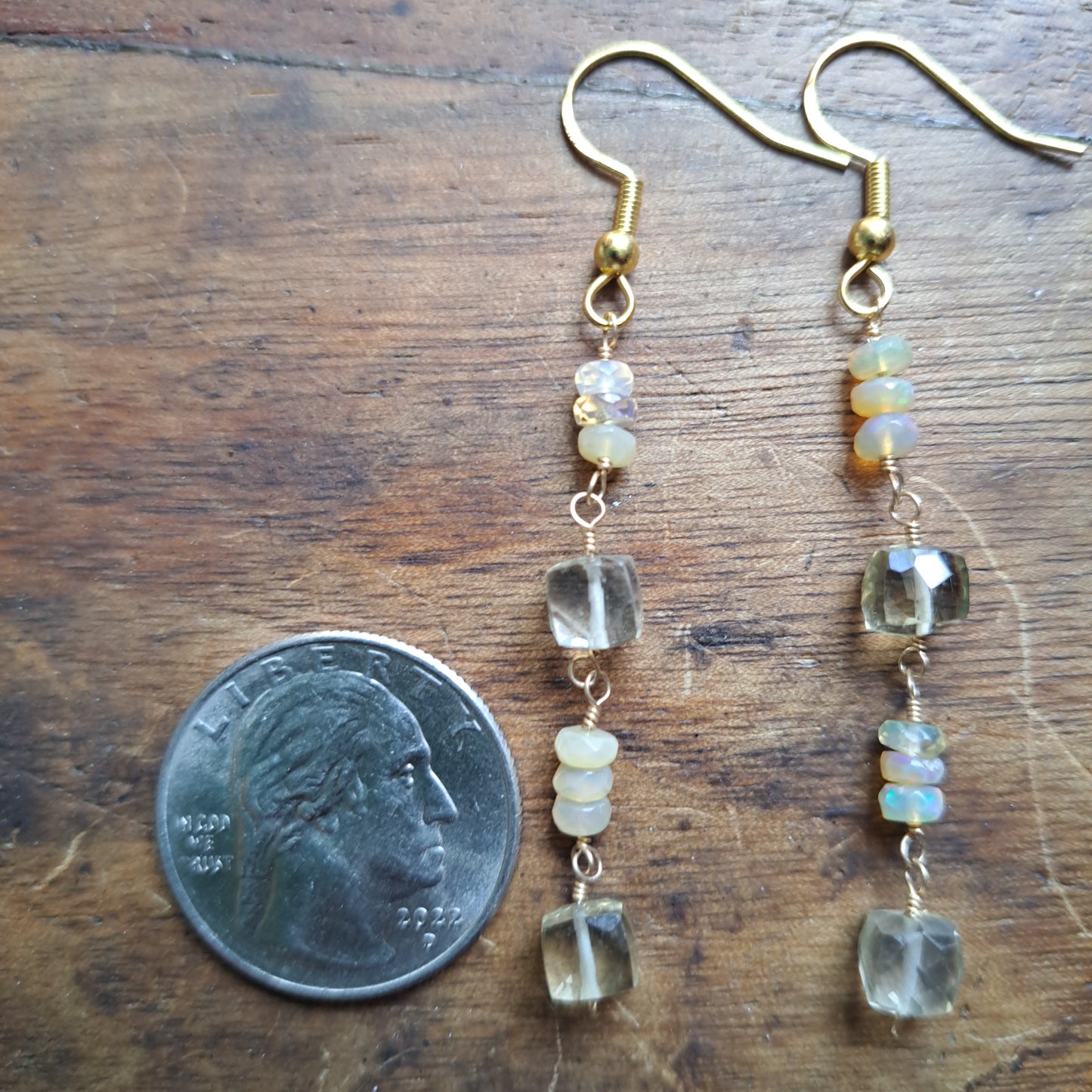 Opal and Lemon Quartz Earrings