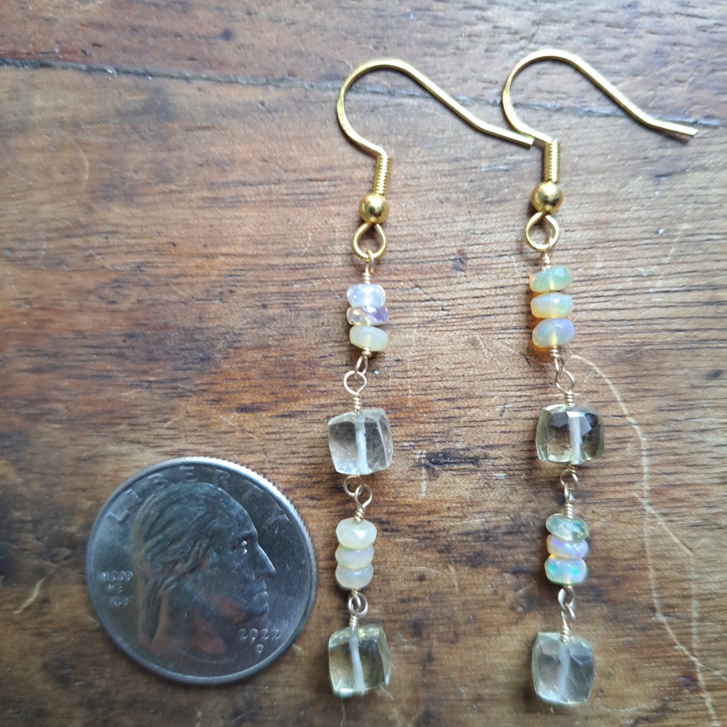 Opal and Lemon Quartz Earrings