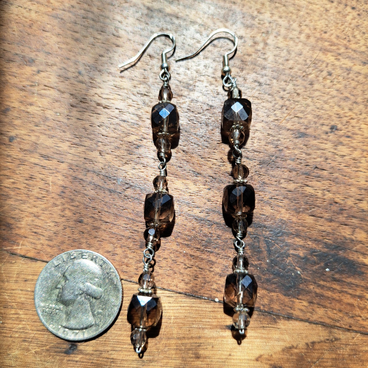 Long Smokey Quartz Earrings