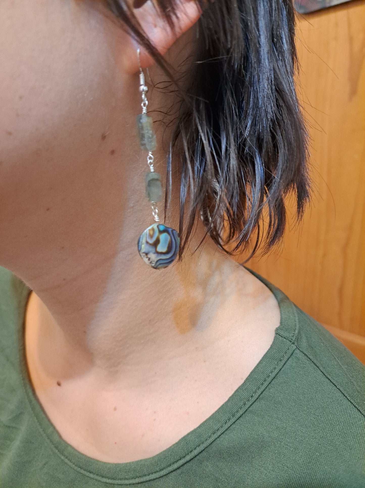 Labradorite and Abalone Earrings