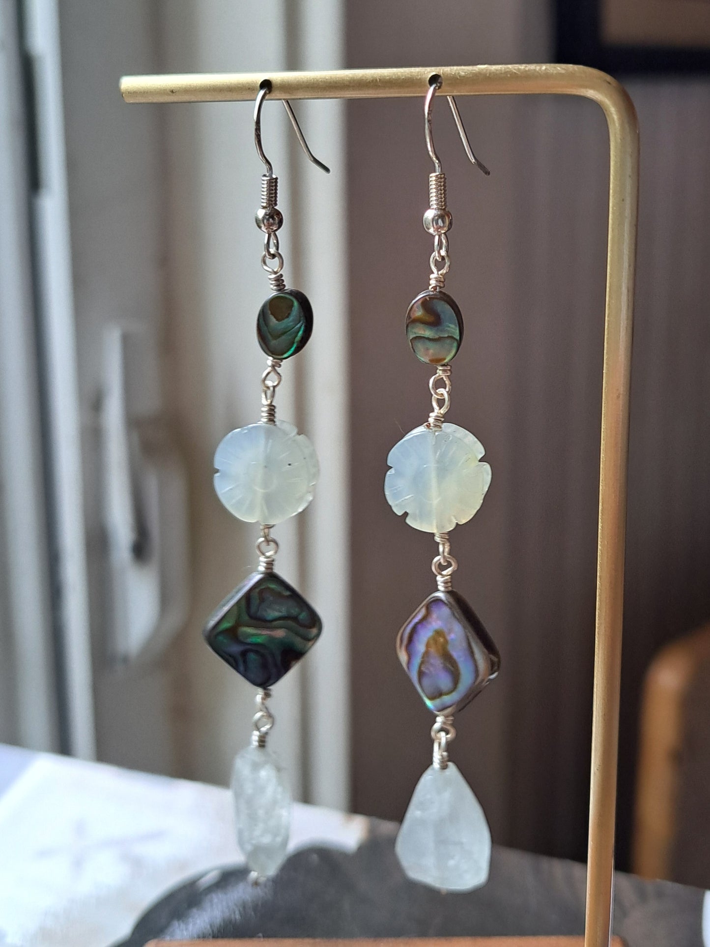 Abalone and Prehnite Earrings