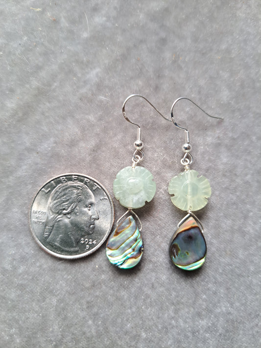 Prehnite and Abalone Earrings