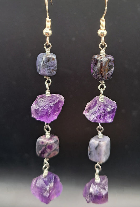 Sugilite and Amethyst Earrings