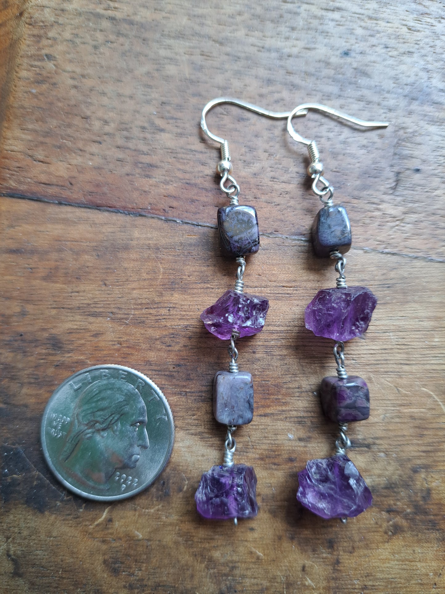 Sugilite and Amethyst Earrings