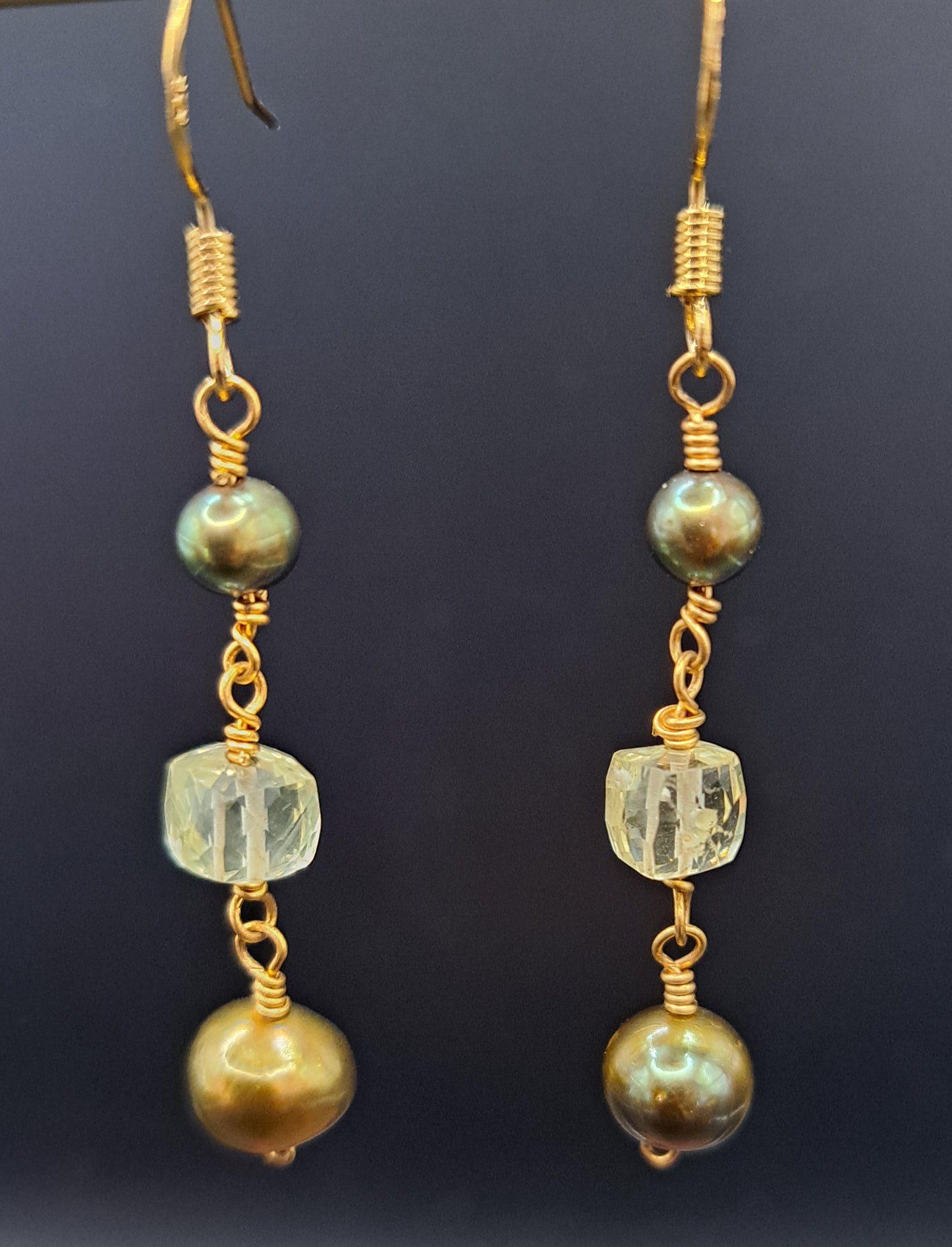 Pearl and Lemon Quartz Earrings