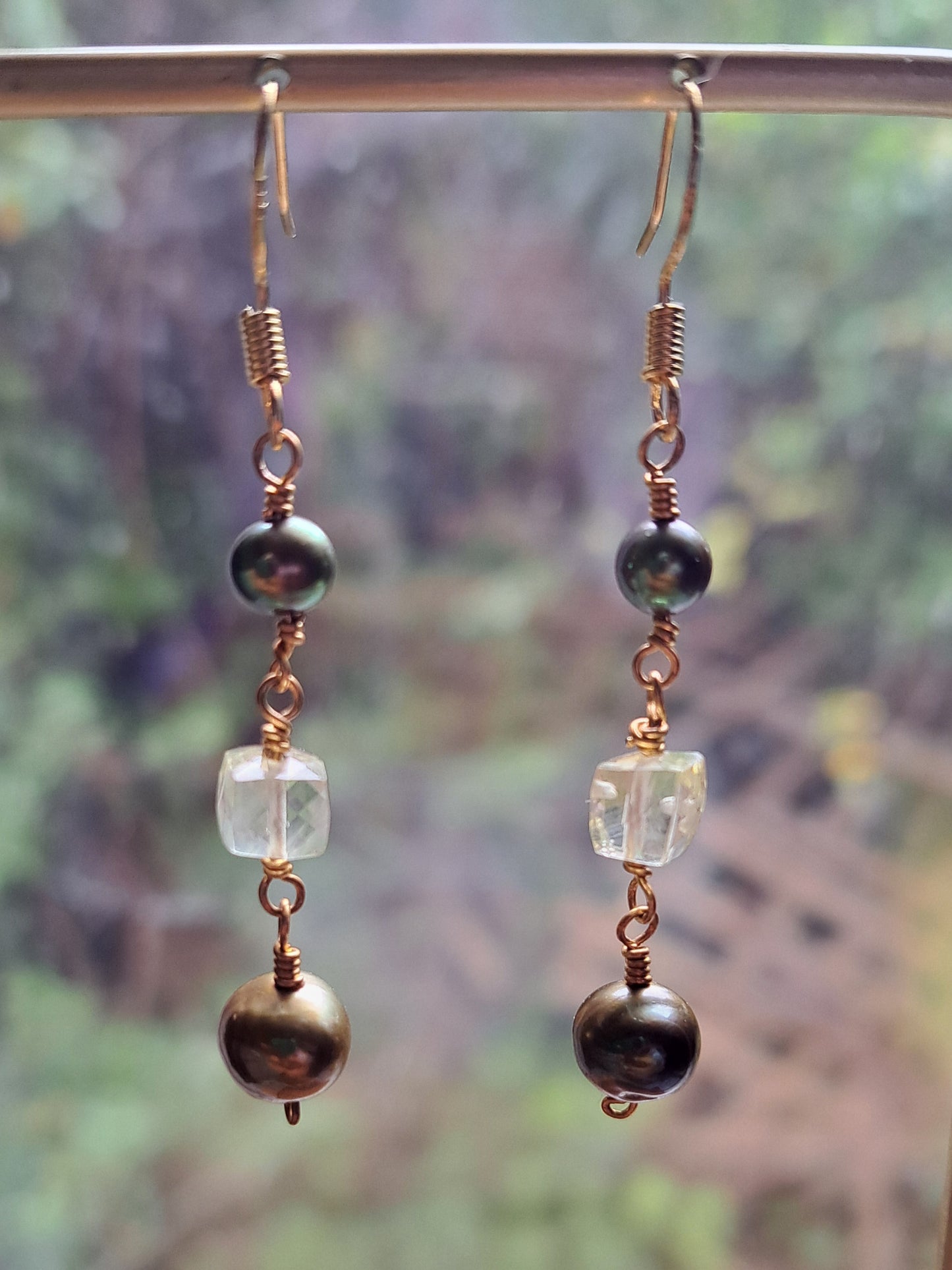 Pearl and Lemon Quartz Earrings