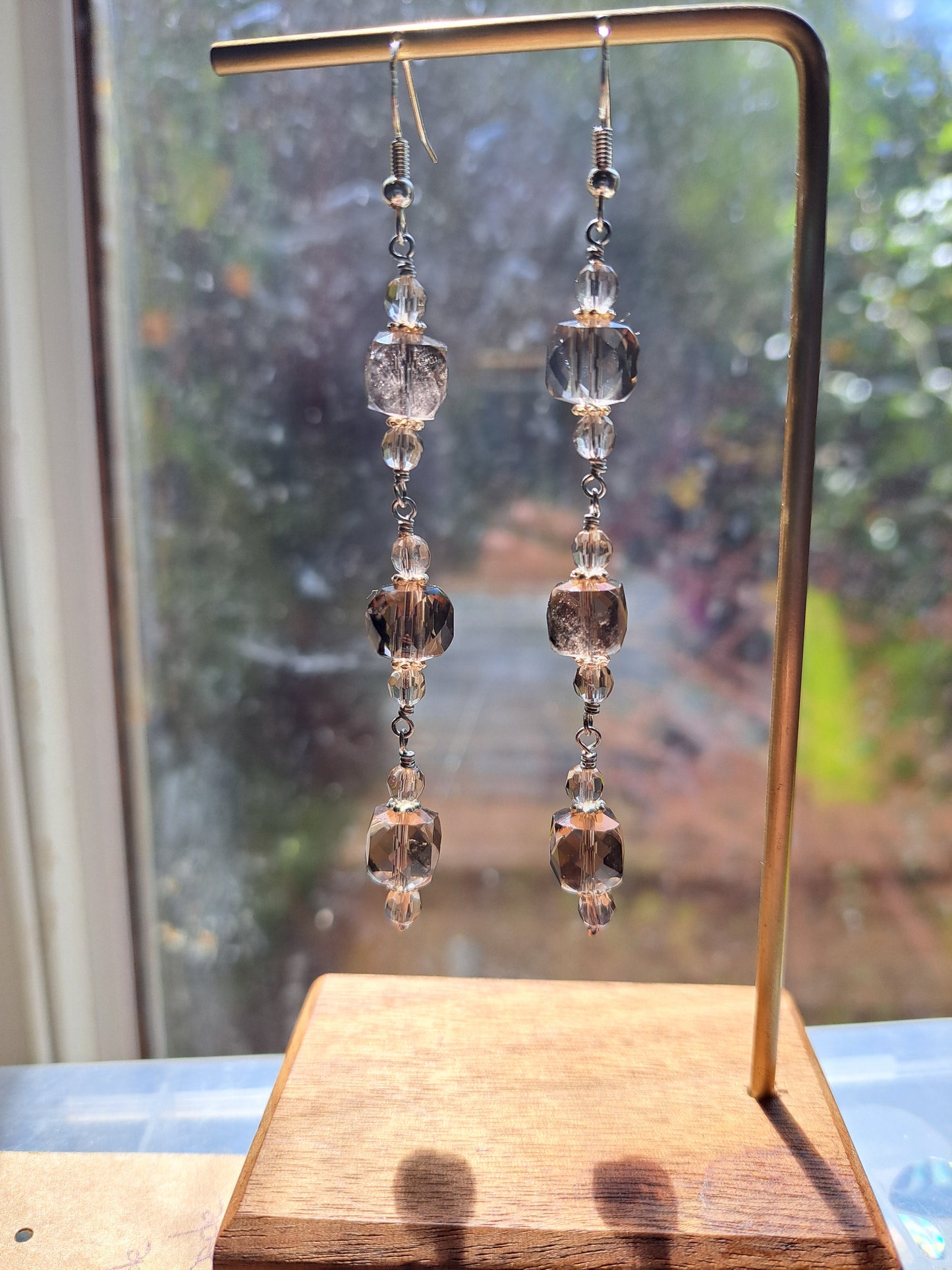 Long Smokey Quartz Earrings