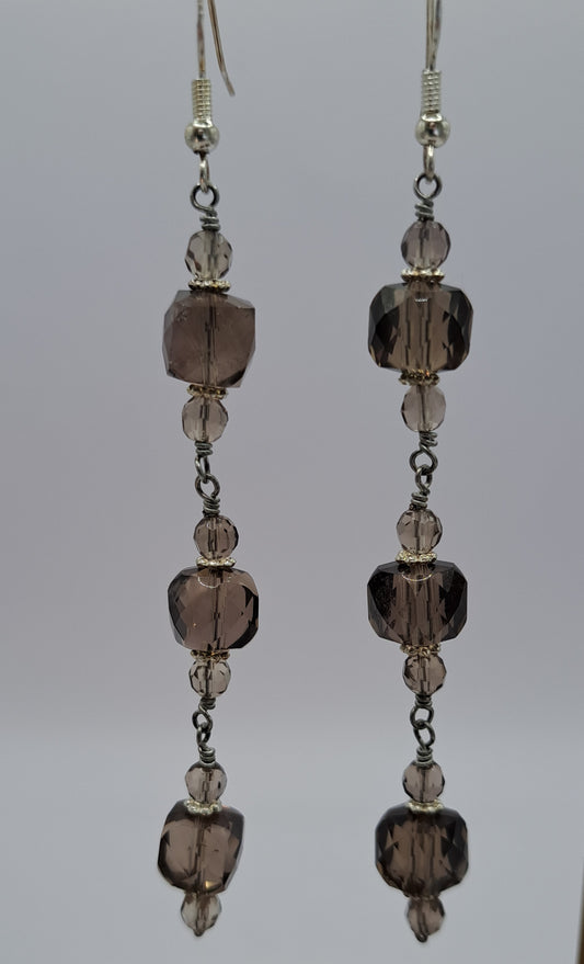 Long Smokey Quartz Earrings