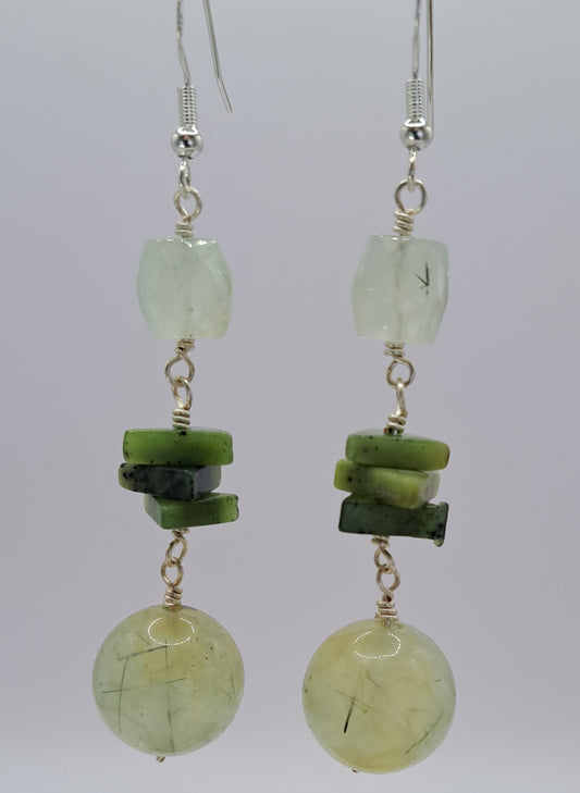 Prehnite and Jade Earrings