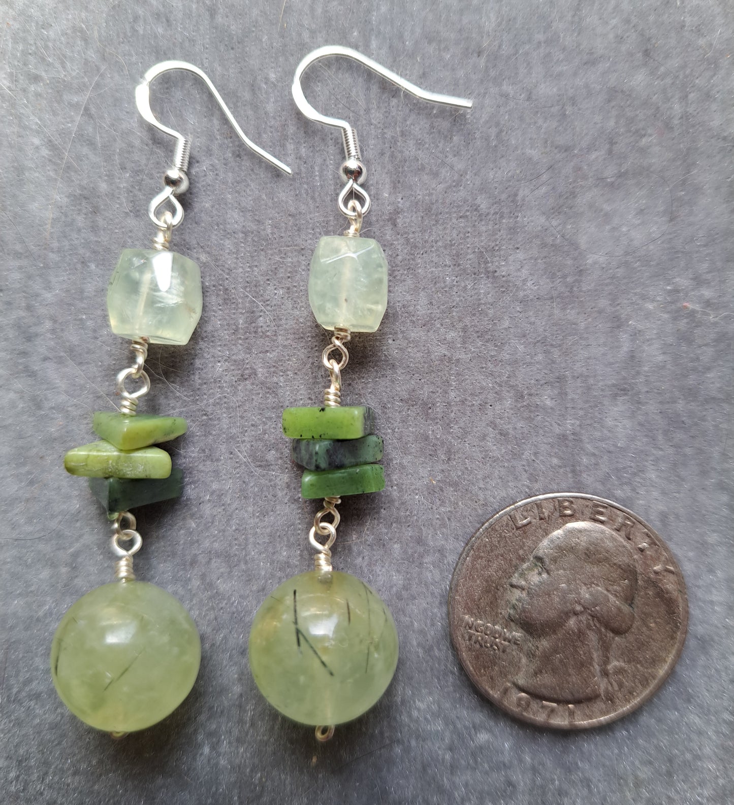 Prehnite and Jade Earrings