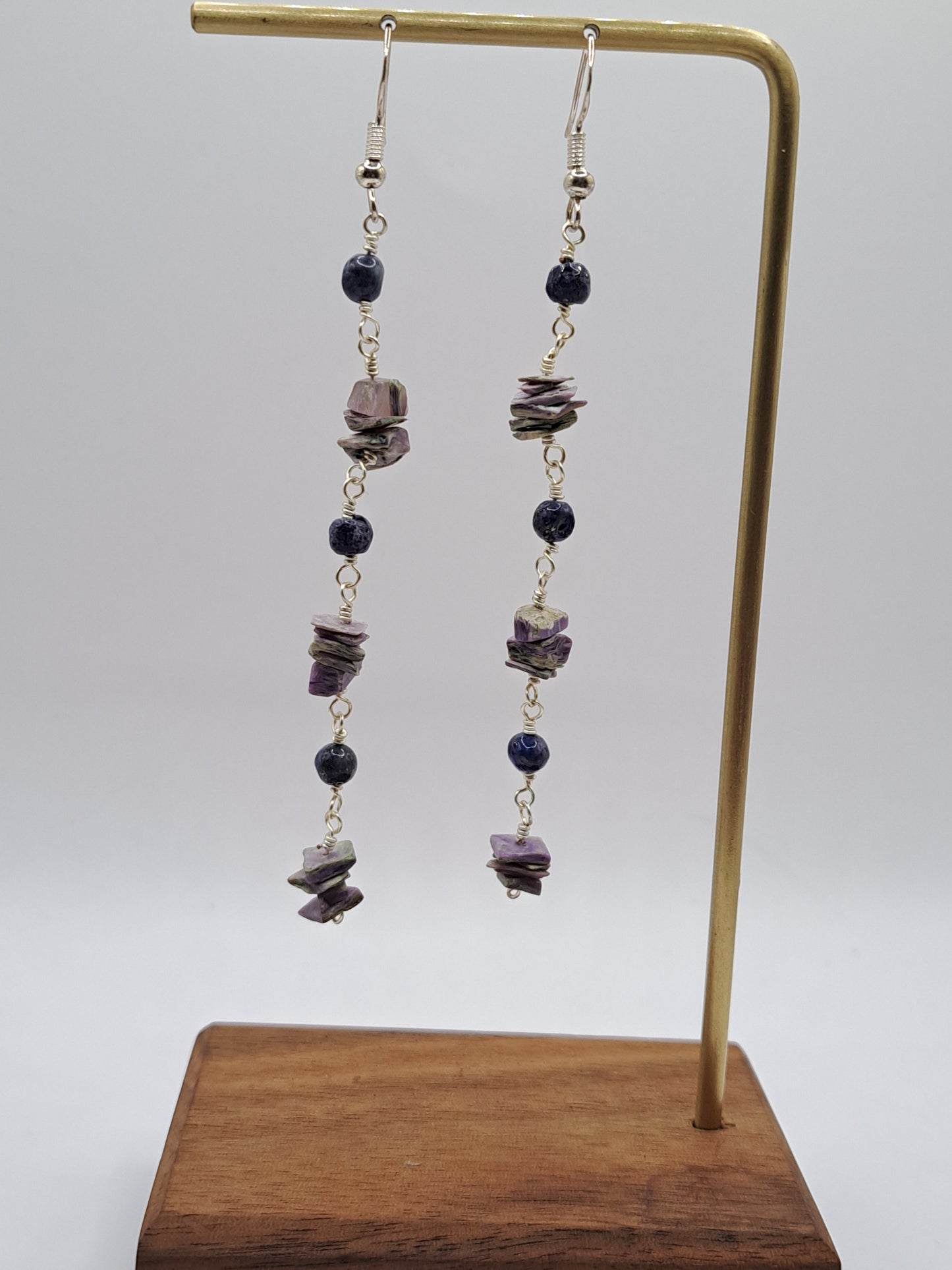 Lapis and Charoite Earrings