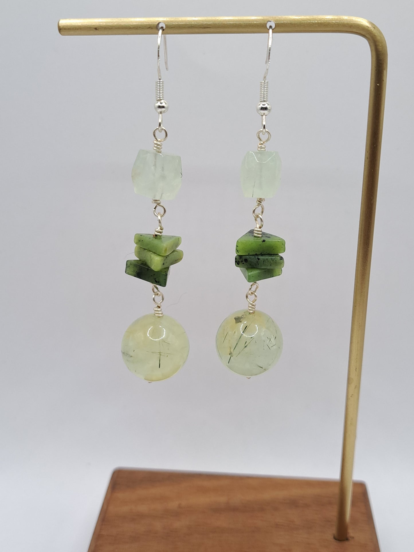 Prehnite and Jade Earrings