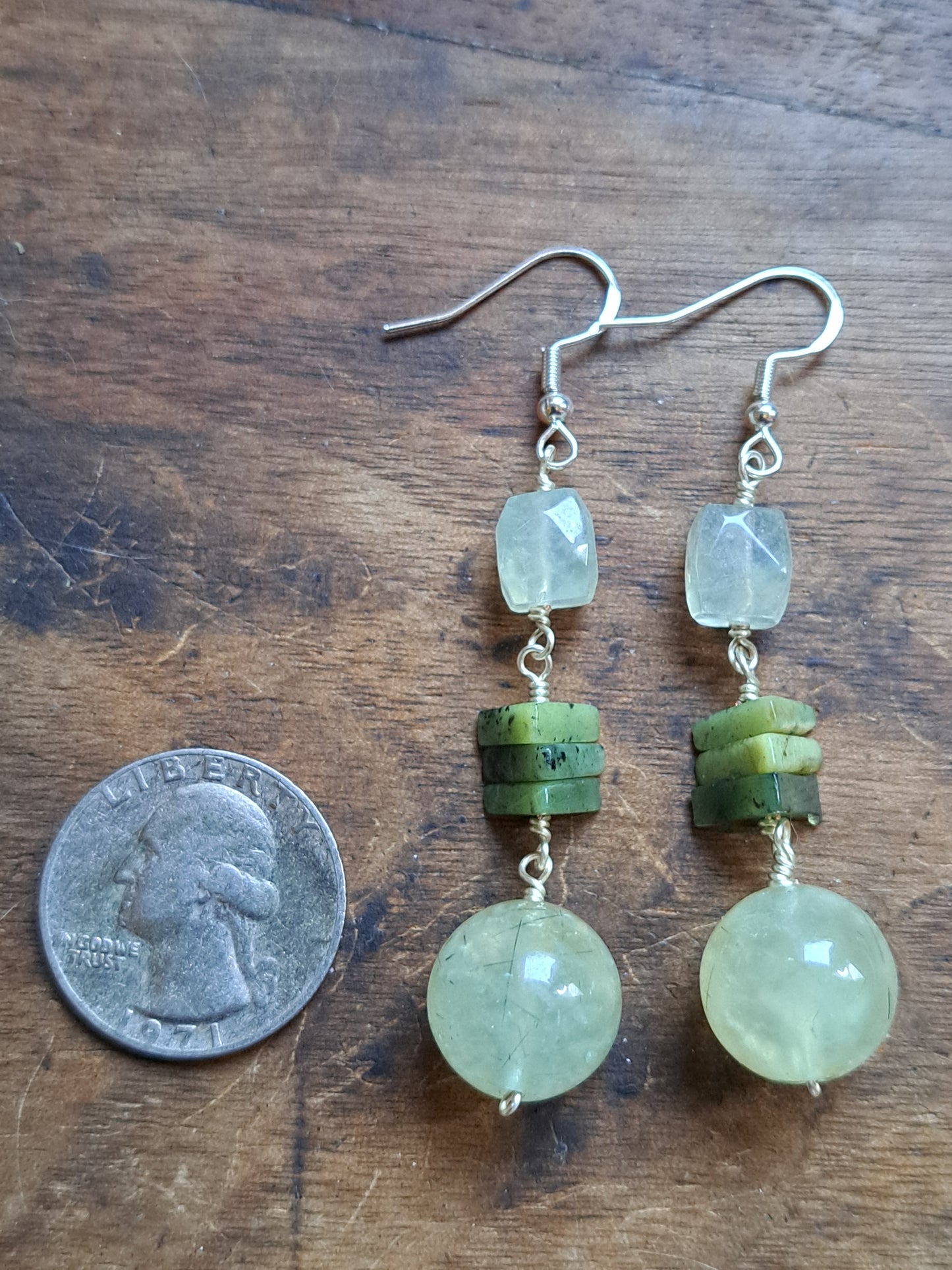 Prehnite and Jade Earrings