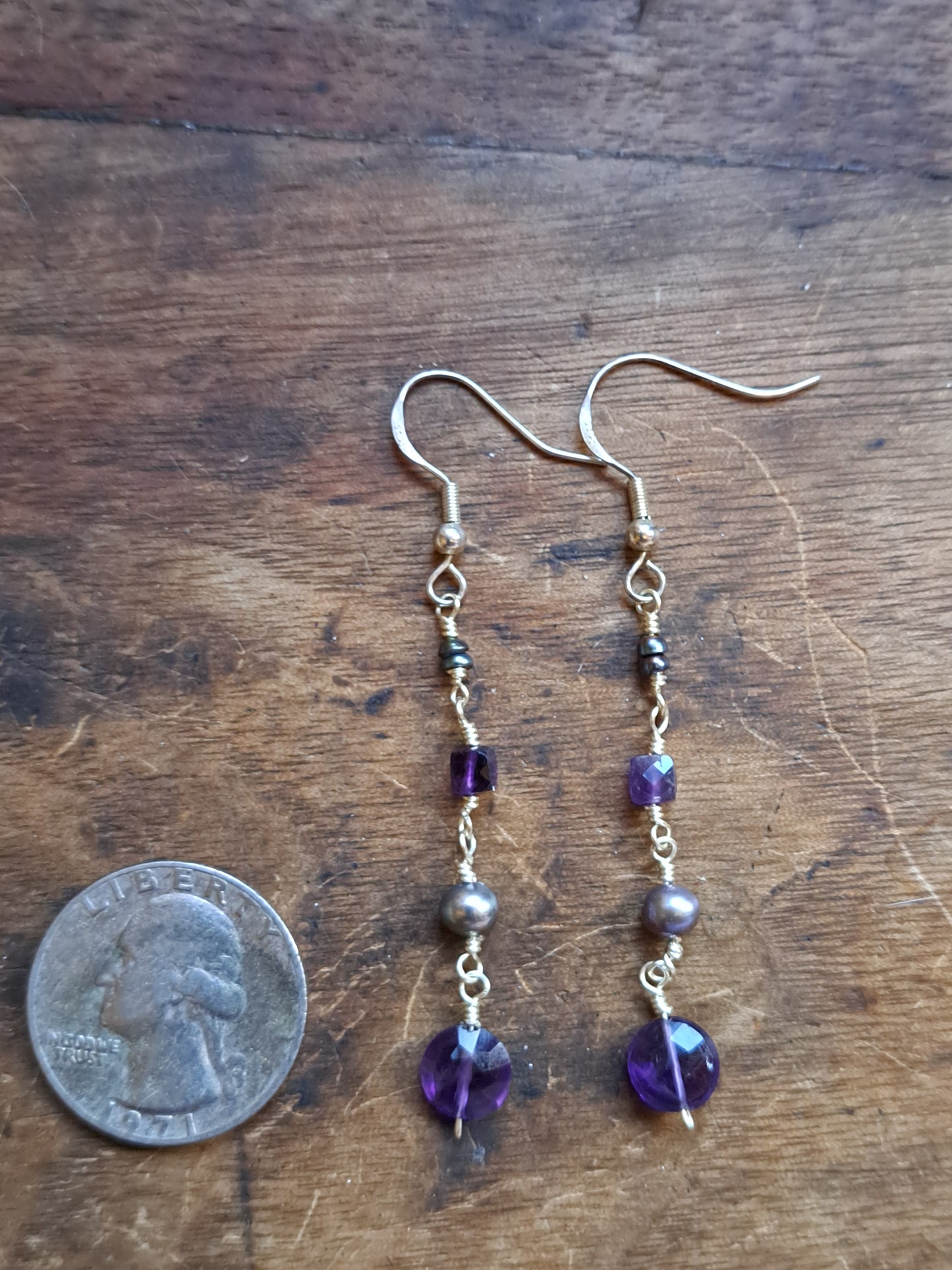 Pearl and Amethyst Earrings