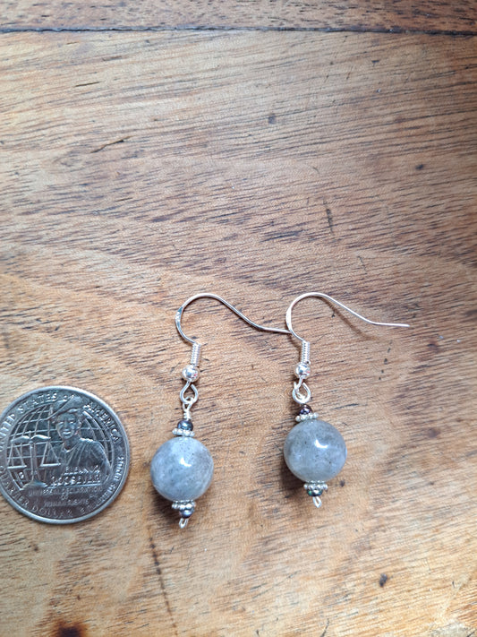 Labradorite and Pearl Earrings