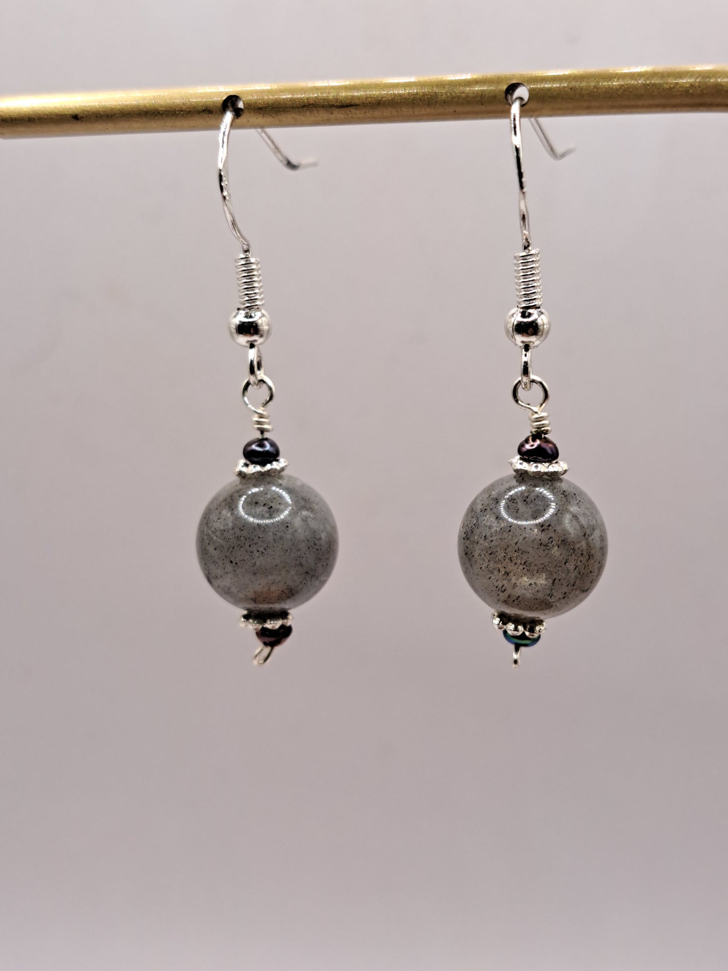 Labradorite and Pearl Earrings